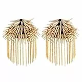 Fenical Schulterklappe Quaste Niet Schulter Brosche Halloween Schulter Bretter Kostüm Punk Cosplay Epauletten für Frauen Männer 1 Paar - golden + schwarz