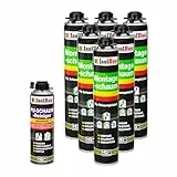Isolbau Bauschaum-Set - Inkl. 6 x 1K Montageschaum B2 Pistolenschaum mit hervorragender Schall und Wärmedämmung (je 750 ml) & 1 x PU-Schaum-Reiniger (500 ml), Dämmen