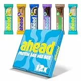 ahead Protein Riegel | Mix Box | 12 x 45g Extra softer Protein Riegel mit cremigem Kern | Low Carb Eiweißriegel ohne Zuckerzusatz & ohne Palmöl