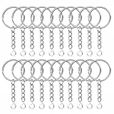 Schlüsselanhänger mit kette 20 Stück 25mm Schlüsselring set Schlüsselring mit kette offene Binderinge Schlüsselring Ring Bastel Set für Schlüssel Schmuckherstellung (Silber-20pcs)