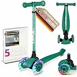 Kinderroller kinnaz ONE, LED Räder, Faltbar, Mitwachsend, 2-7 Jahre, Focus Empfehlung, Roller Kinder 2 Jahre, ab 3 Jahre, Tretroller, kein Wegwerfprodukt, über 100000 verkauft, aus Hamburg