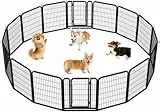 Yaheetech 16-teilig Hundelaufstall 80cm hoch, Hundezaun mit 2 Türen, Automatische Verriegelung, Faltbare Freigehege für Garten