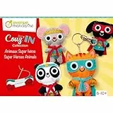 Avenue Mandarine KC146C - Kreativset Mini Couz'IN, 4 Tiere zum Nähen, ideal für Kinder ab 6 Jahren, 1 Set, Superhelden