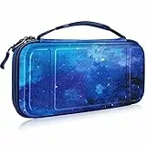 FINTIE Tragetasche Kompatibel mit Nintendo Switch 2017 /Switch OLED Modell 2021- [Stoßfeste] Hartschalen Aufbewahrung mit 10 Spielkartenhaltern, Reisetasche für Konsole und Zubehör, Sternenhimmel