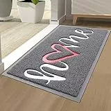 Homaxy Home Fußmatte außen und innen, rutschfeste Schmutzfangmatte Türmatte, waschbar Fussmatte aussen für Haustür, Eingangsbereich, Garten (40 x 60 cm, Grau)
