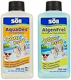 Söll 83349 PoolPflege-Set (AquaDes & AlgenFrei, je 250 ml) - Planschbecken-Pflege, reinigt & desinfiziert Badewasser in Planschbecken Kinderpool Whirlpool Hundepool