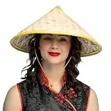 Boland 95453 - Hut Oriental, chinesischer Hut, Reisbauer, aus Stroh, Karneval, Kostüm, Mottoparty, Beige