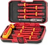 Effektwerk - 13-teiliges Elektriker-Schraubendreher-Set - 4 Schlitz-, 3 Torx-, 2 PoziDriv-, 2 Phillips-Schraubendreher mit Spannungsprüfer - 1000V isoliert und VDE-geprüft mit Magnetspitzen