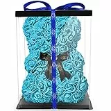 NADIR 25cm 40cm 70cm Blumenbär Rosenbären mit Schleife/inklusive vorverpackter Geschenkbox/Valentinstag Muttertag Geburtstag Jahrestag Infinity Rosebear Bär aus Rosen Teddybär Blütenbär
