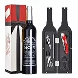 Kato Wein Geschenkset -Weinöffnerset Wein Korkenzieher Zubehör Kit mit Drink Aufkleber, 5 Stücke Perfekte für Valentinstag Hochzeitsgeschenke Housewarming für Weinliebhaber, Freundin Silber