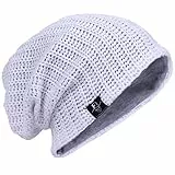VECRY Herren Slouchy Mütze Strickmützen Rasta Skull Cap Sommer Winter Sackmütze , M, Gerippt Weiß