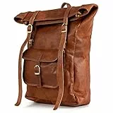 Berliner Bags Vintage Rucksack Leeds aus Leder, Fahrradrucksack mit Laptopfach für Damen und Herren (Braun M)