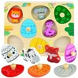VingaHouse Montessori Spielzeug, 3D Kinder Holzpuzzle Tier Eier Holzspielzeug, Holzpuzzle ab 1 Jahr Greifpuzzle Motorikspielzeug Sortierspiel Geburztag Ostern Geschenk für Mädchen Jungen Kinder [Tier]