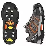 UMIUP Steigeisen für Schuhe, 10 Zähne Schuhkrallen, Anti Rutsch Schuhkralle, Eiskralle zum Spielen im Schnee mit Edelstahl Spikes für Wandern, Schnee, EIS, Trekking, Eisfischen ((L (EU 40-44))