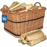 KOTARBAU® Weidenkorb für Brennholz - Holzkorb für Kaminholz - Erntekorb - 55x45 cm - Kaminholzkorb mit Henkel - Holz Tragekorb - Brennholzkorb - Weide - Natürlich - Zweifarbig