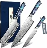 DRAGON RIOT Messerset 3-teilig, Ultra Scharfes Küchenmesser Set mit Ergonomischem Griff, Japanisches Küchenmessersets Inklusive Kochmesser, Santoku-Messer, Allzweckmesser