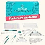 CALCUSO Geometrie Set 14-Teilig mit Zirkel, Geodreieck in Stabiler Metallbox - praktisches Mathematik-Set für Schule, Büro, Uni, Zeichnungen, Grundschulen