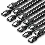deleyCON 6x 50cm SATA 3 Kabel im Set SATA III Datenkabel - HDD SSD Verbindungskabel Anschlusskabel Metall-Clip 6 GBit/s - 2 Gerade L-Typ Stecker - Schwarz