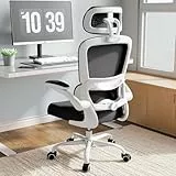 TRALT Bürostuhl Ergonomisch - Bürostuhl mit Verstellbare Lordosenstütze Kopfstütze Gaming Stuhl - Office Chair - Schreibtischstuhl Home Office Chair Ergonomic 150kg für Große Menschen Weiß-Schwarz