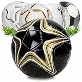 Fußball 'Goal' - Ball für Fußballfans als Ostergeschenk - Fussball Größe 5 perfekt zum Tore schießen - Sportball für das Training Indoor & Outdoor - Perfekter Soccer Ball, Farbe:schwarz/gold