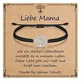 J.Endéar Lebensbaum Armband für Mama | 925 Sterling Silber, Cubic Zirkonia & Geflochtene Kordel | Geburtstag, Weihnachtstag, Muttertag oder Danksagung Geschenk für Mutter