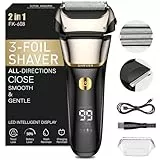 Folienrasierer Herren,2 in 1 Rasierer Herren Elektrisch Wiederaufladbarer USB Rasierapparat Herren Nassrasierer & Trockenrasierer Elektrorasierer Herren 100 Min Laufzeit,Zero Gap Skin,IPX7,Reisesperre