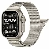 MroTech Milanese Ersatzarmband Kompatibel mit Apple Watch Armband 46mm 45mm 44mm 49mm Ultra Ultra2 SE SE2 Magnetisch Metallband Edelstahl Mesh Loop Band für iWatch Serie 10 9 8 7 6 5 4 3 2 1,Titan