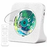 Greadio CD-Player Tragbar mit Bluetooth 5.0,CD-Musik-mit Fernbedienung,HiFi-Sound-Lautsprecher,Staubschutz,LED-Bildschirm,FM-Radio,unterstützt AUX/USB,Kopfhörerbuchse für Geschenk,Zuhause