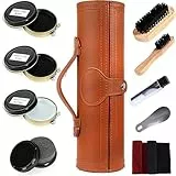 FGXY Schuhpflege-Set, 11-teiliges Schuhpflegeset Schuhputz-Reise Set mit Bürste Rosshaar Schuhcreme Holzapplikator Bürsten Schuhlöffel (10 PCS)