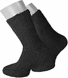 normani 2 oder 4 Paar Kuschelsocken Uni Farben für Damen und Herren Farbe 2 x Schwarz Größe 43-46