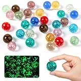 Parastar 30 Stück Murmeln Glas,Leuchtmurmeln Kinder,16mm Bunte Glasmurmeln mit Box,Buntes Glühen im Dunkeln Glasmurmeln für Murmelspiele Kinder, DIY-Projekte, Heimdekoration (10 Farben)