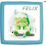 Coverlounge Schutzfolie passend für die Toniebox | Folie Sticker | Baby Schildkröte und Schmetterlinge mit Name personalisiert