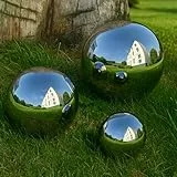 Köhko 3er Gartenkugeln poliert aus hochwertigem Edelstahl 10, 15 und 20 cm Dekokugeln-Set