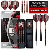 Harrows Ace Rubber Black Dartpfeile | Steeldarts-Set mit Tragetasche | 20g, 22g, 24g & 26g | Enthält Supergrip-Schäfte und 100-Mikron-Marathon-Flights (26g)
