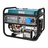 Könner & Söhnen KS 10000E G - Hybrid Benzin-LPG 4-Takt Stromerzeuger, Notstromaggregat 7500 Watt, 1x16A 1x32A Generator mit automatischem Spannungsregler 230V, E-Start, Digitale Anzeige Blau10-g
