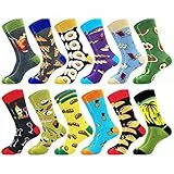 Belloxis Bunte Socken Herren 43-46 Baumwolle Motiv Socken Kuschelsocken Socken Wadenstrümpfe Socken Geschenke für Männer, 12 Paar