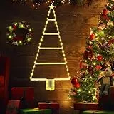 Moxled Weihnachtsbeleuchtung Außen Batterie Warmweiß, 81cm LED Leiter Lichterkette Batterie mit Timer, 8 Modi, Wasserdicht Leiter Lichterkette Weihnachtsbaum für Innen Außen Weihnachtsdeko Fenster