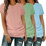 YGOODM T-Shirt Damen 3er Pack Kurzarm lang Basic Sommer T-Shirts, t-Shirts für Damen mit Rundhalsausschnitt