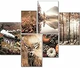 artpin® Moderne Poster Set Herbst- Bilder Wohnzimmer Deko Schlafzimmer Autumn- Bilderwand ohne Rahmen 4xA4 & 2xA5 -W24