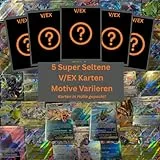 5 Super Seltene - V/EX Sammelkarten (deutsch) – enthält Originale Pokemon Karten • 5 Ultra Seltene V/EX • Geschenkset für Kinder • zusammengestellt von Spieledrache
