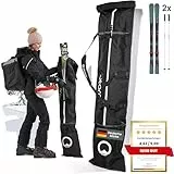 Otaro Skitasche für Ski & Skistöcke, Skisack, Ski Bag längenverstellbar, wasserabweisend, robuste Reißverschlüsse, gepolsterter Tragegurt – für 2 Paar Ski bis 185cm