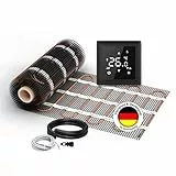 Elektrische Fußbodenheizung für Fliesen: Zweiader-Heizmatte WARMON ULTRA 200 W/m² inkl. Thermostat mit Bodensensor, Thermostat:WLAN Schwarz, Mattengröße:2,5 m²