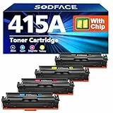 SODFACE 415A Toner Mit Chip Kompatibel für HP 415A 415X für Color Laserjet Pro MFP M479fdw M479dw M479fnw M479fdn M454dw W2030A W2031A W2032A W2033A (Schwarz Cyan Gelb Magenta, 4er-Pack)