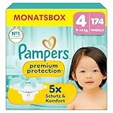 Pampers Premium Protection Größe 4, 174 Windeln, 9kg-14kg, unser Nr. 1 Haut- und Auslaufschutz