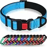 Taglory Hundehalsband, Weich Gepolstertes Neopren Nylon Hunde Halsband für Kleine Hunde, Verstellbare und Reflektierend für das Training, Himmelblau
