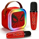 Karaoke Maschine Kinder Mit 2 Mikrofonen, Tragbarer WiederaufladbarBluetooth, Bunte LED Lichter, AUX/TF/USB Unterstützung, Geschenk Spielzeug Ab 3 Jahren, Perfekt für & Familienpartys (Rot)