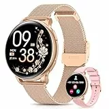 AIMIUVEI Smartwatch Damen, 1.27' HD Fitnessuhr mit Telefonfunktion, Menstruationszyklus, 120+ Sportmodi, 24H Pulsuhr, 24H SpO2, Schlafmonitor, Kalorien, Fitness Tracker, IP68 iOS Android Roségold