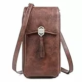 Pearl Angeli Kleine Umhängetasche, RFID-Handy-Geldbörse, Damen, Handy, Kreditkarte, Geldbörse mit verstellbarem Schultergurt, Retro-Braun, Small