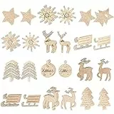 com-four® 48x 3D Aufkleber aus Holz zur Weihnachtedekoration - Deko-Set Geschenkaufkleber zur Dekoration, Zauberhafte Dekosticker (48 Stück - Aufkleber - silberfarben)