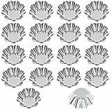 jinminamz 18 Stück Cupcake Kuchenform,Ei Torte Form Eier Kuchenform Wiederverwendbare，Edelstahl Eierkuchen Cupcake, Mini Blume geformte Backform für Pudding, Kuchen, Cookie, Muffin